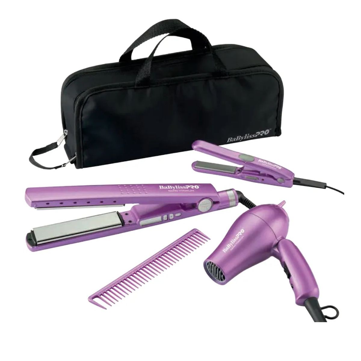 BABYLISS PRO - Kit Travel BaBylissPRO 4 unidades Plancha Ionica 32mm+Sec+Plan Mini Crocus