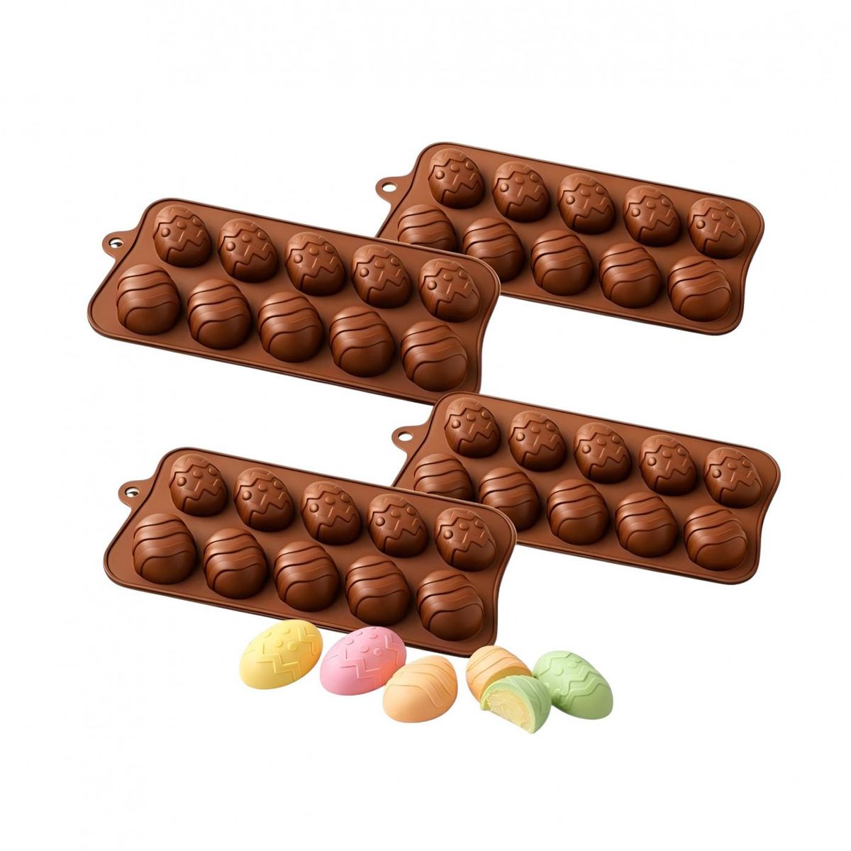 PASTELERIUSCL - X4 Moldes De Huevitos 3d Molde De Silicona En Forma De Huevo Para Chocolate Moldes Antiadherentes
