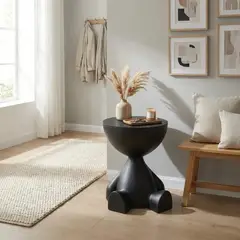 ARMONIA - Mesa Auxiliar Negro Moderna Decorativa De 41cm