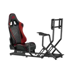 REDRAGON - Estructura para Simulador de Carreras Vortex, Incluye Butaca y Soporte TV, NegroRojo