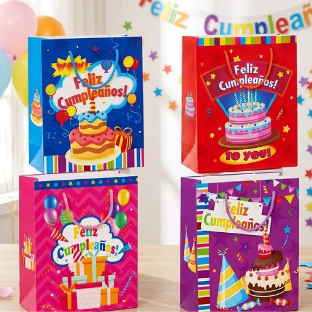 GENERICO - Bolsa De Regalo Pastel Feliz Cumpleaños 18x8x24cm