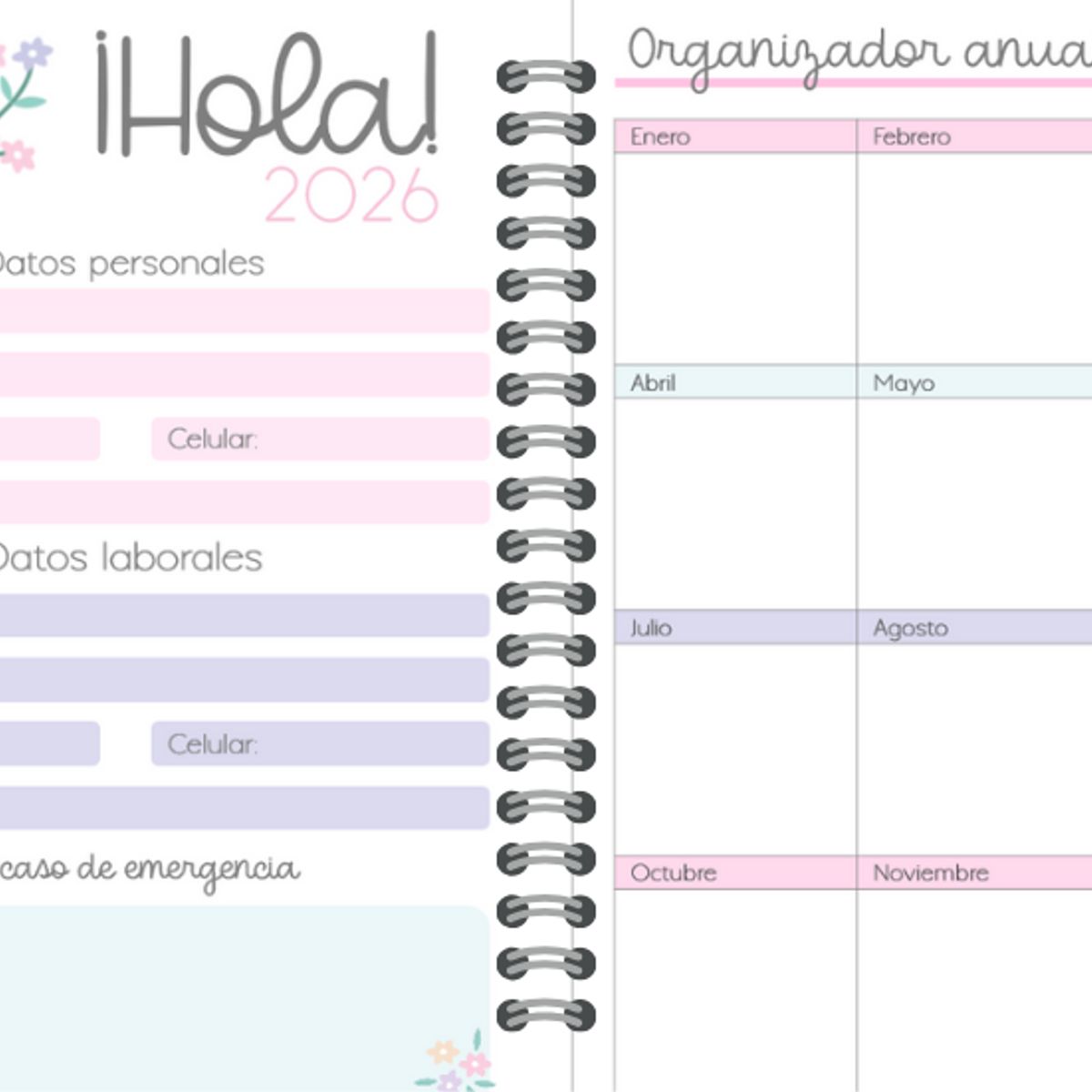 ELAB PROPIA - Agenda 2026 Diseño "Gatos"