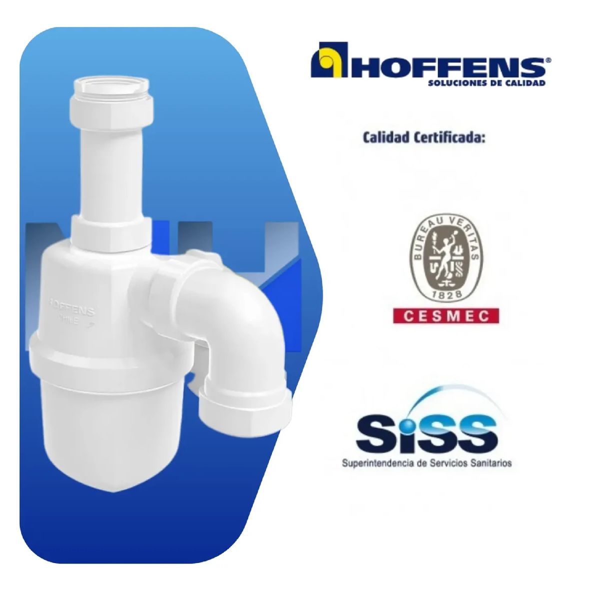 HOFFENS - Sifon Lavaplatos Loa Salida Curva 1 Media Y 1 Un Cuarto Certificado