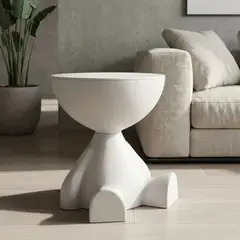 ARMONIA - Mesa Auxiliar Blanca Moderna Decorativa De 41cm