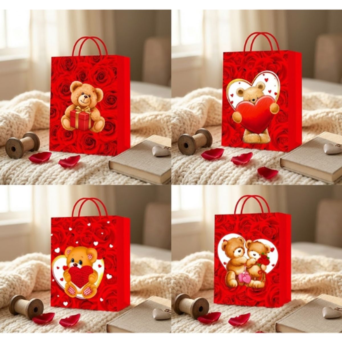 GENERICO - Bolsa De Regalo Oso Globos Tojo 26x10x32cm