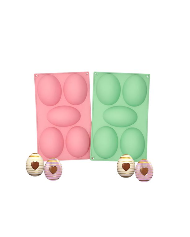 X2 Molde Huevos Grandes Para Rellenar Moldes Chocolates Pascua 5cav Molde De Silicona Huevos Pascuas