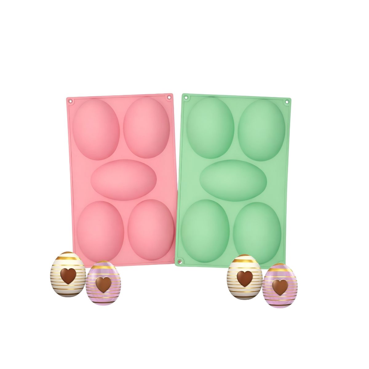 PASTELERIUSCL - X2 Molde Huevos Grandes Para Rellenar Moldes Chocolates Pascua 5cav Molde De Silicona Huevos Pascuas