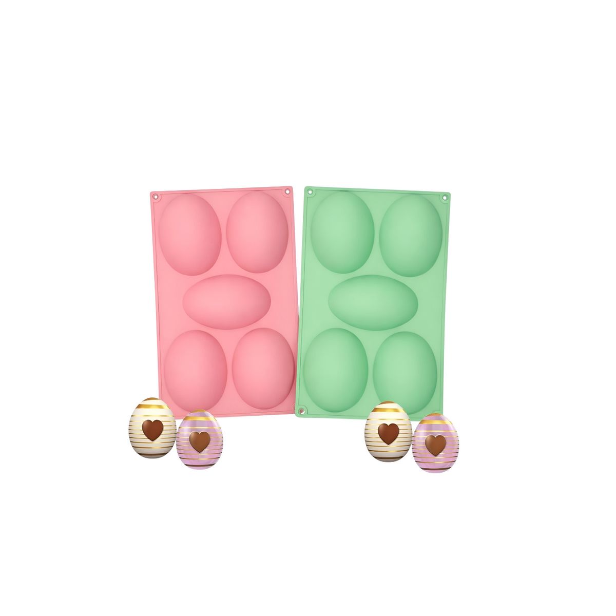 PASTELERIUSCL - X2 Molde Huevos Grandes Para Rellenar Moldes Chocolates Pascua 5cav Molde De Silicona Huevos Pascuas
