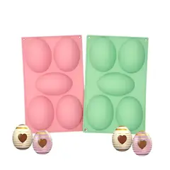 PASTELERIUSCL - X2 Molde Huevos Grandes Para Rellenar Moldes Chocolates Pascua 5cav Molde De Silicona Huevos Pascuas