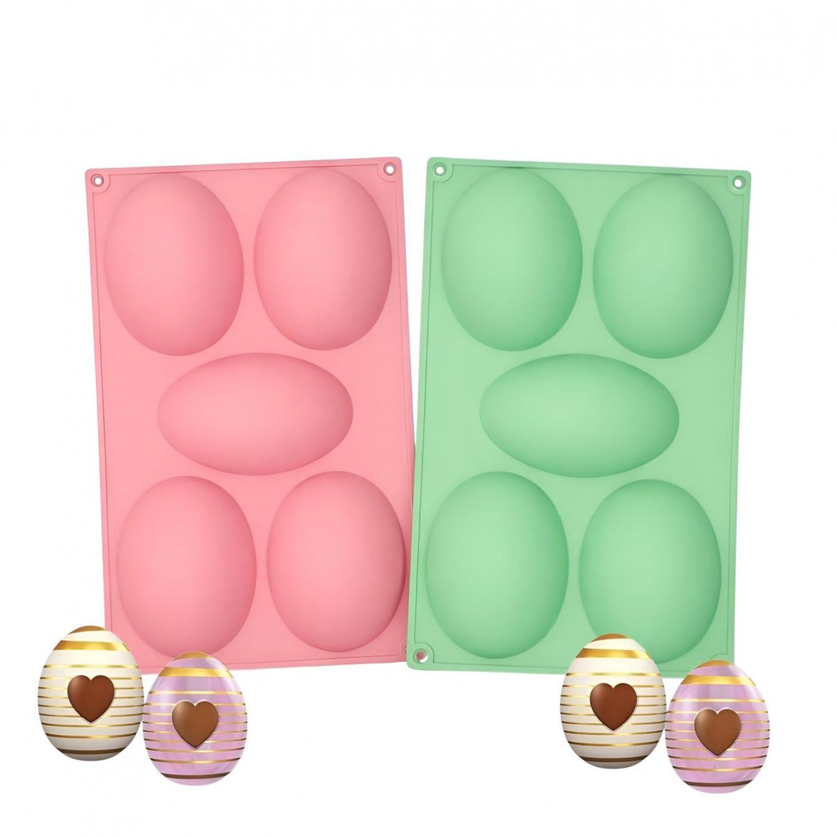PASTELERIUSCL - X2 Molde Huevos Grandes Para Rellenar Moldes Chocolates Pascua 5cav Molde De Silicona Huevos Pascuas