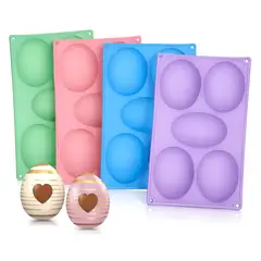 PASTELERIUSCL - X4 Molde Huevos Grandes Para Rellenar Moldes Chocolates Pascua 5cav Molde De Silicona Huevos Pascuas