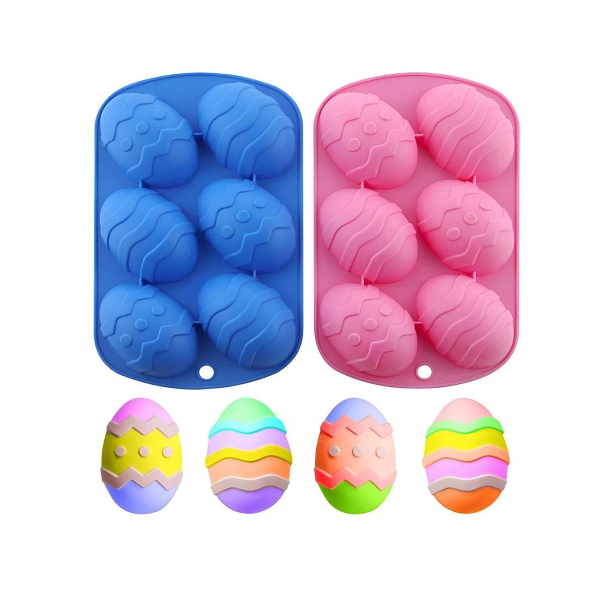 PASTELERIUSCL - 2 Moldes De Silicona Para Huevos De Pascua 6cv Huevos Grandes Para Rellenar Molde De Silicona Pascua