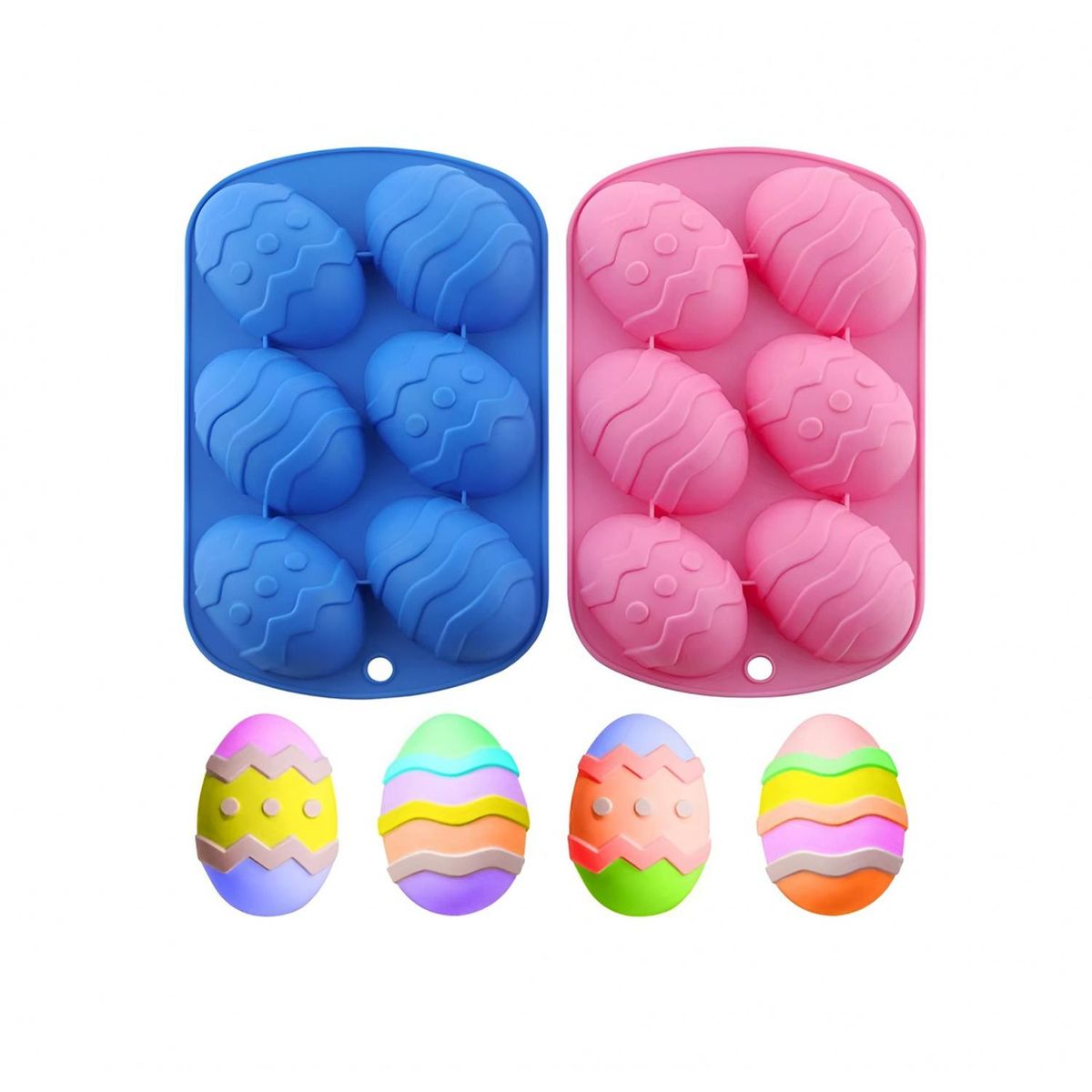 PASTELERIUSCL - 2 Moldes De Silicona Para Huevos De Pascua 6cv Huevos Grandes Para Rellenar Molde De Silicona Pascua