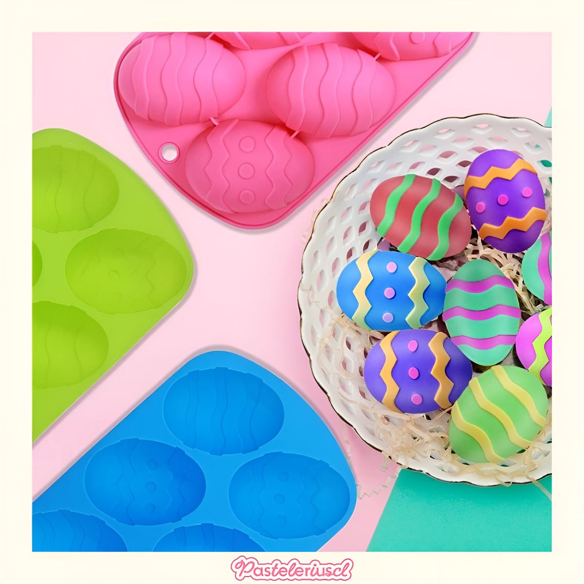 PASTELERIUSCL - 2 Moldes De Silicona Para Huevos De Pascua 6cv Huevos Grandes Para Rellenar Molde De Silicona Pascua