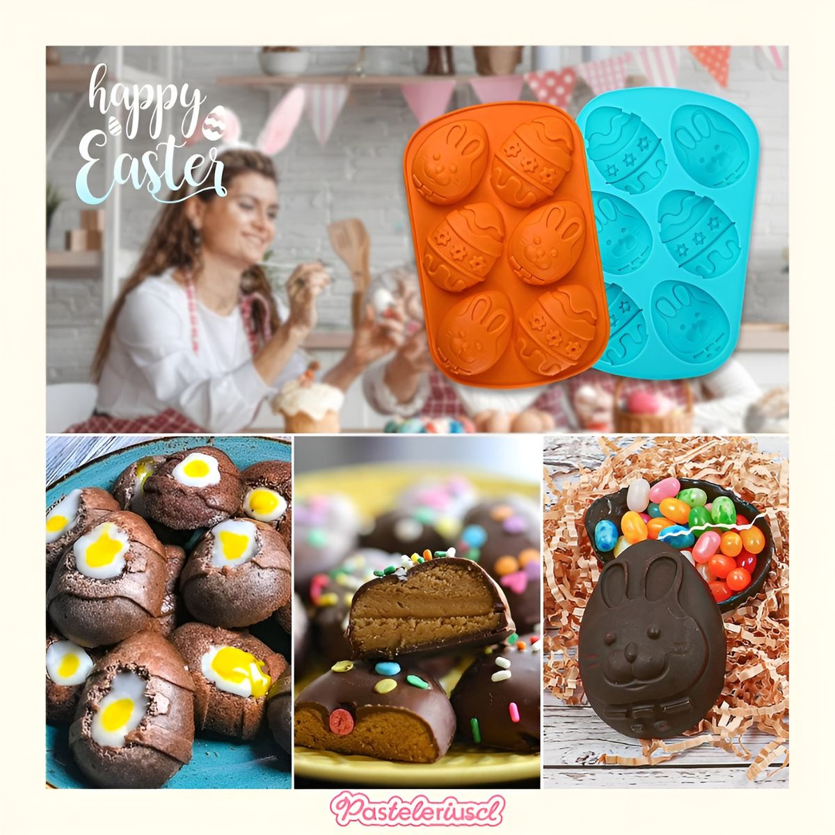 PASTELERIUSCL - 2 Molde Silicona Huevos De Pascua Molde Para Reposteria 3d Huevos Grandes Para Rellenar Molde Pascua