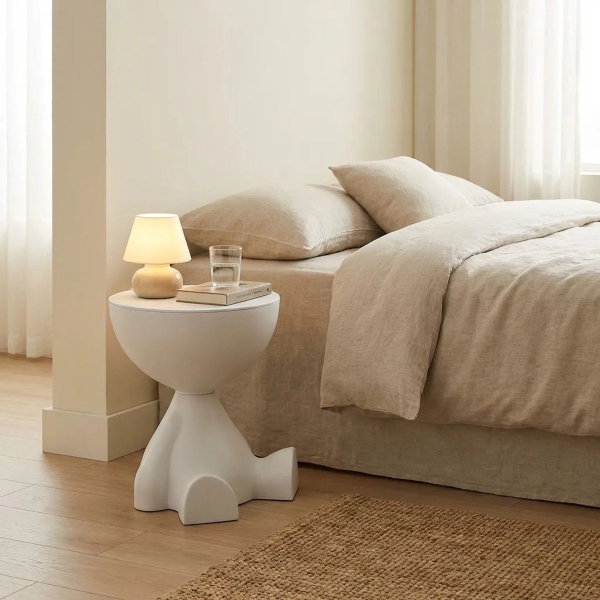 ARMONIA - Mesa Auxiliar Blanca Moderna Decorativa De 41cm