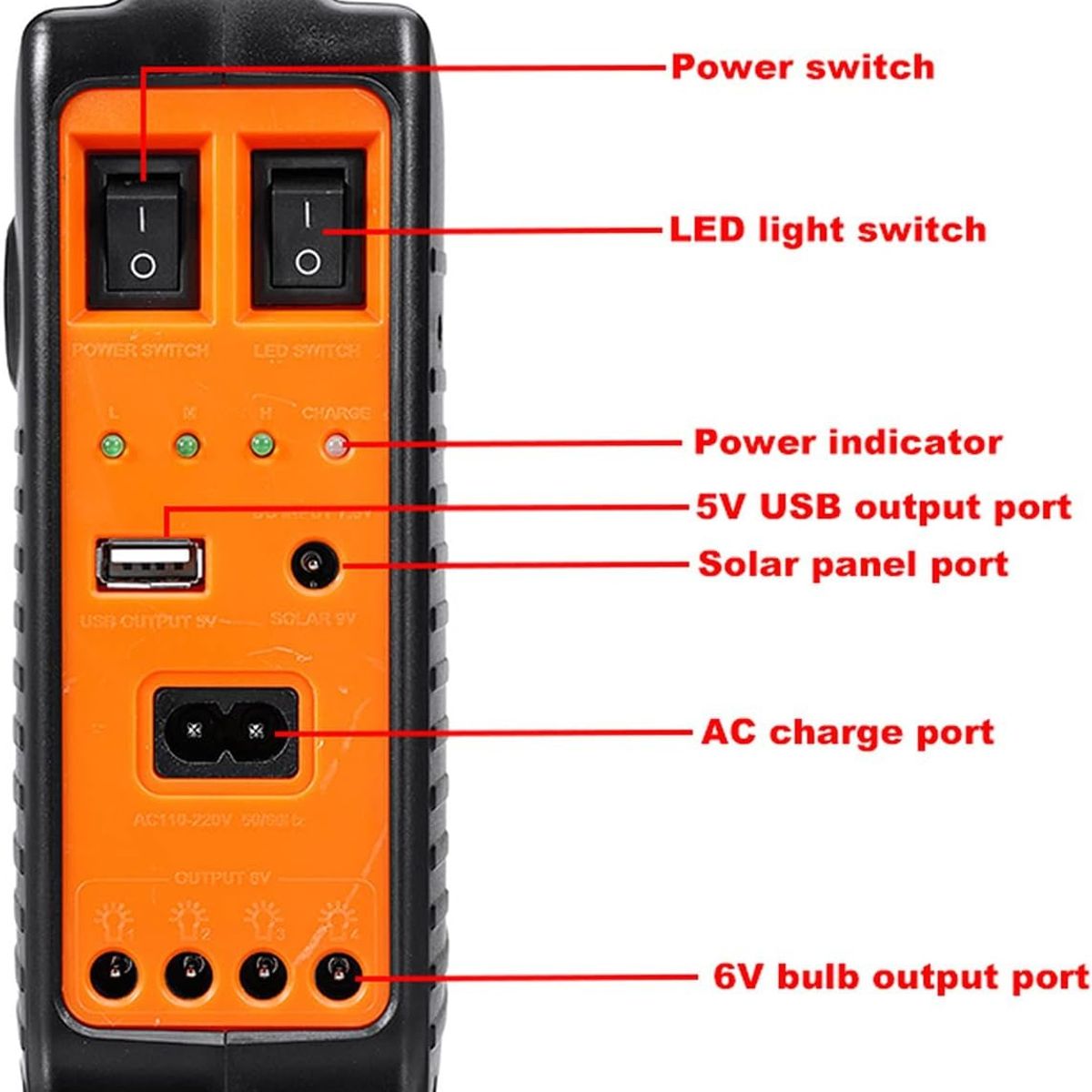 MOVI - KIT SOLAR 50HRS, 4 AMPOLLETAS LED, RADIO, BLUETOOTH, CARGAR TABLET, LAPTOP, VENTILADOR 12V
