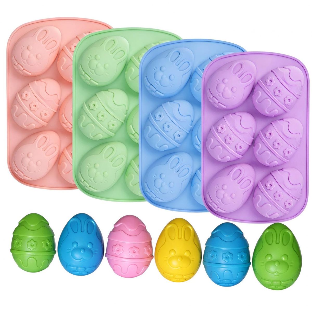PASTELERIUSCL - 4 Molde Silicona Huevos De Pascua Molde Para Reposteria 3d Huevos Grandes Para Rellenar Molde Pascua