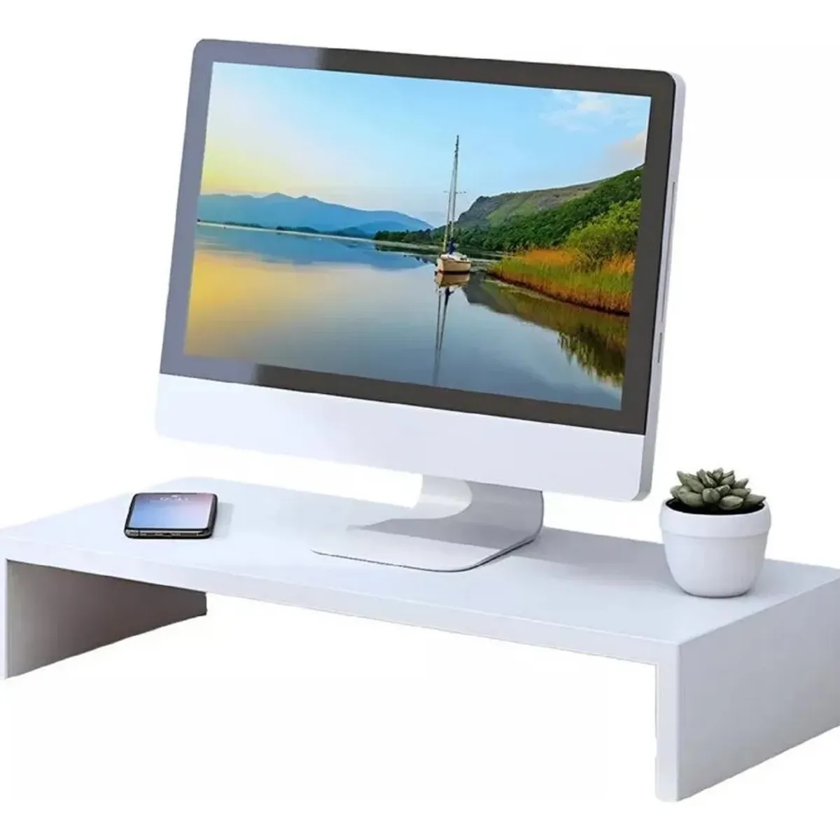 SHOP EHOME BAG - Soporte Elevador para Monitor Blanco Organizador de Escritorio para Notebook Laptop y PC