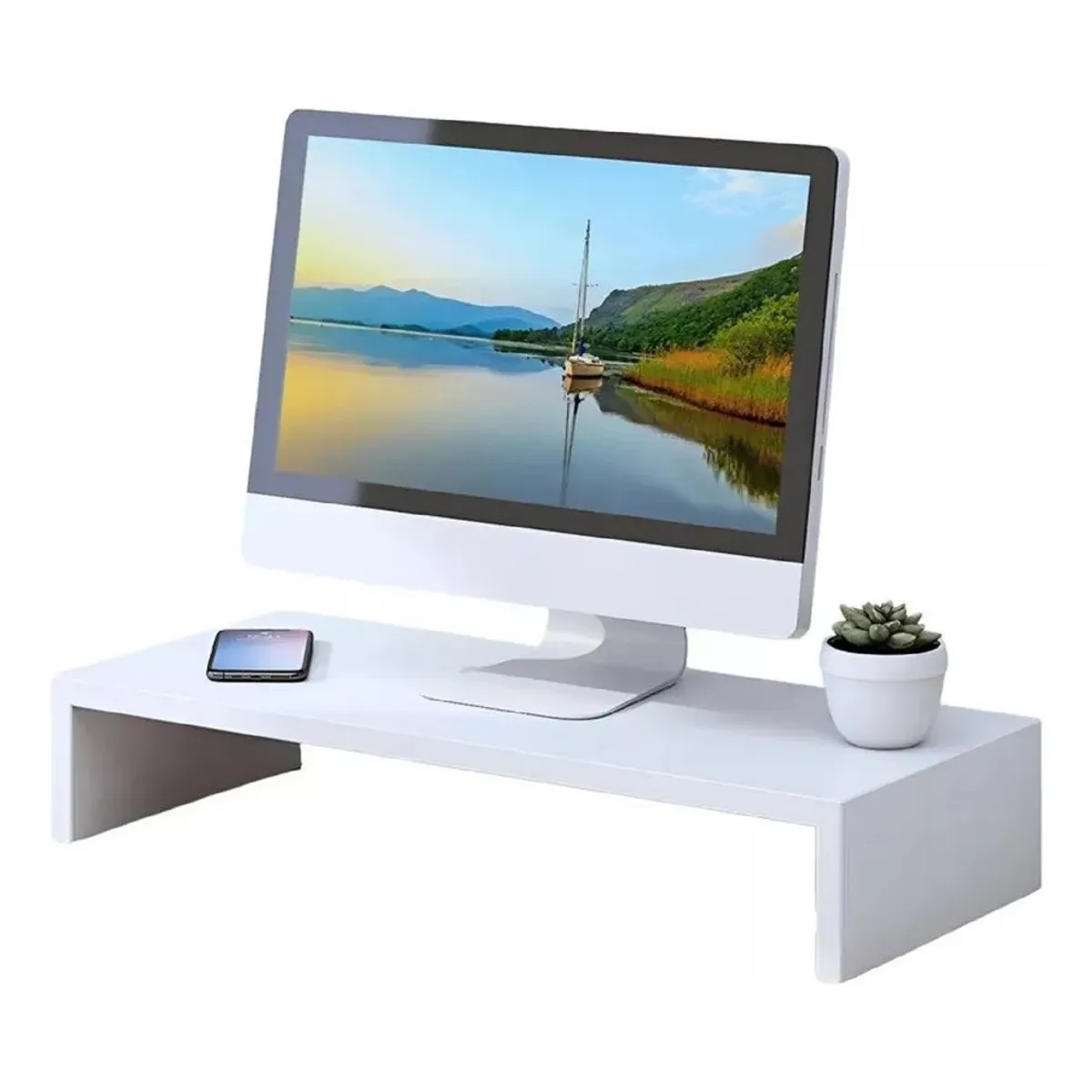 SHOP EHOME BAG - Soporte Elevador para Monitor Blanco Organizador de Escritorio para Notebook Laptop y PC