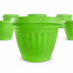 GENERICO - Pack 10 Maceteros Plástico Redondo Verde Lima 8 cm