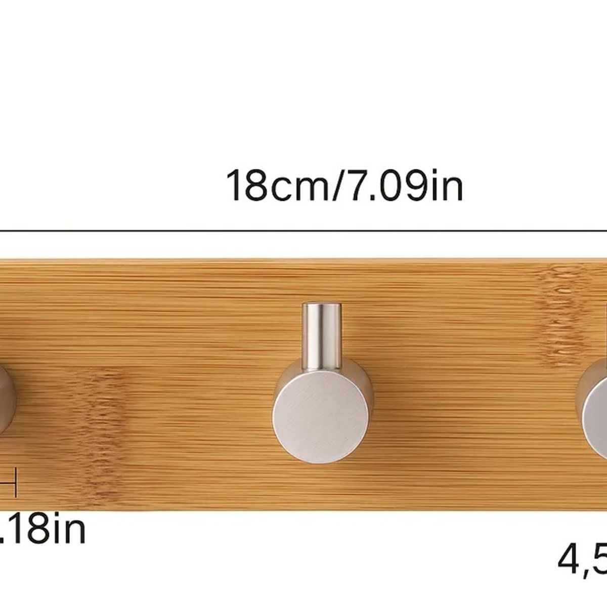 GENERICO - Colgador Pared Bambu Acero Inoxidable Gancho Triple Adhesivo Caramelo Natural Tonalidad Organica