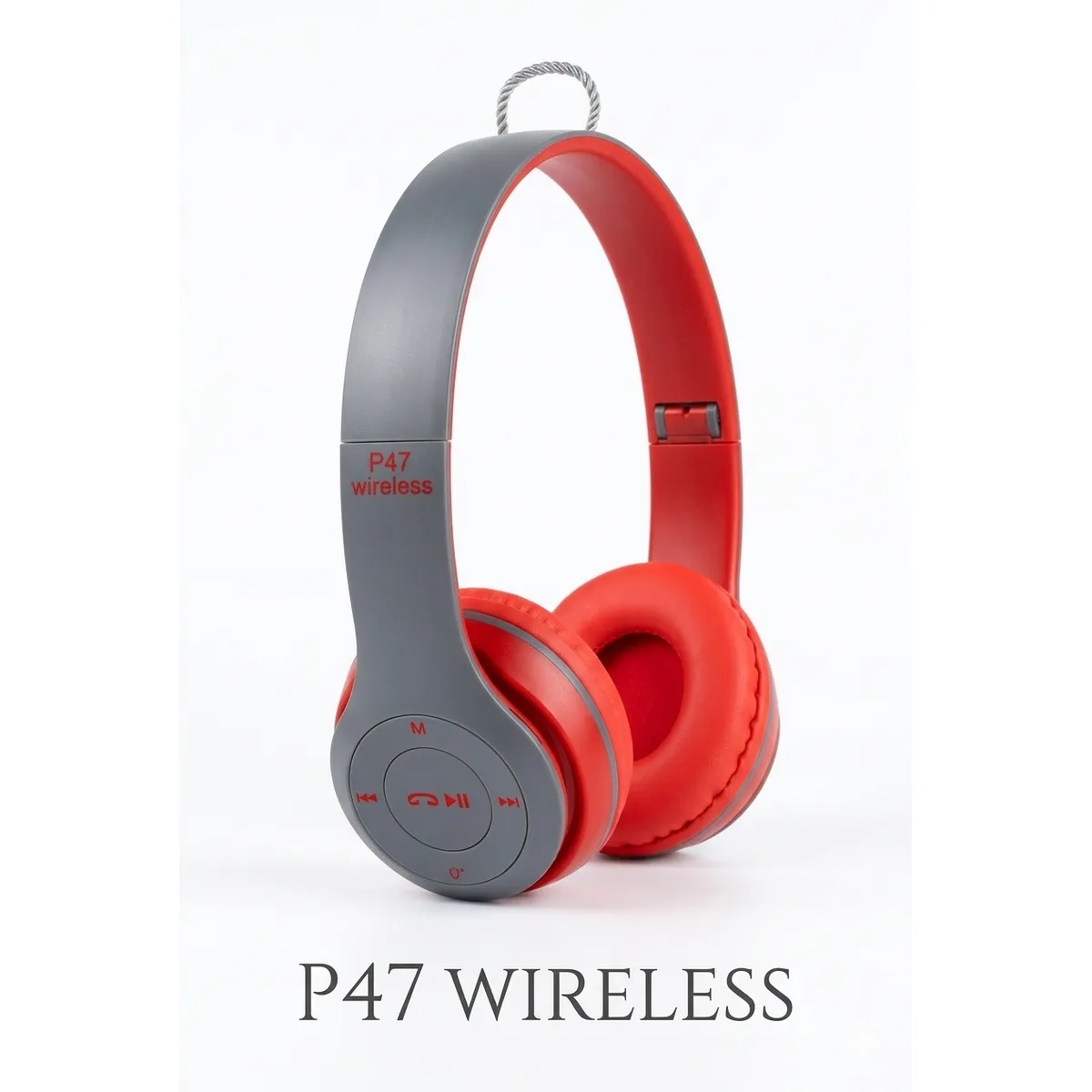 GENERICO - Audífonos Bluetooth P47 Wireless Plegables con Radio FM y Micro SD - GrisRojo