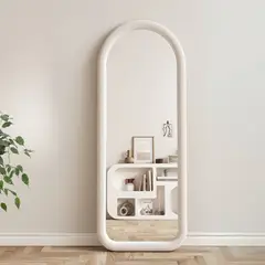 SANTU HOME & DECO - Espejo Curvo Cuerpo Entero Blanco 180x80cm Borde Tela