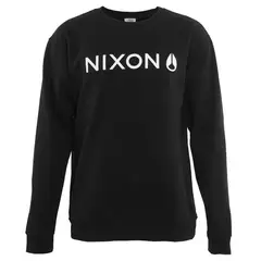 NIXON - Polerón Hombre Crew Negro Logo Blanco