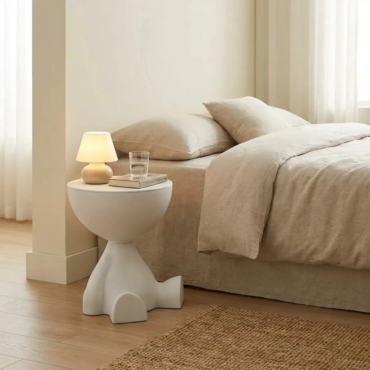 ARMONIA - Mesa Auxiliar Blanca Moderna Decorativa De 41cm