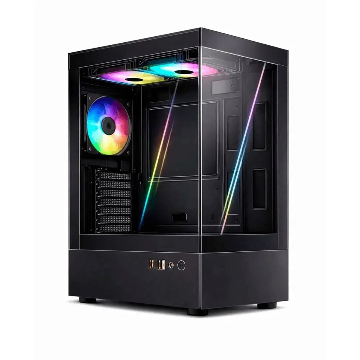 GENERICO - Gabinete Gamer Esgamer H60-BK, 5 Ventiladores ARGB, m-ATX, Negro