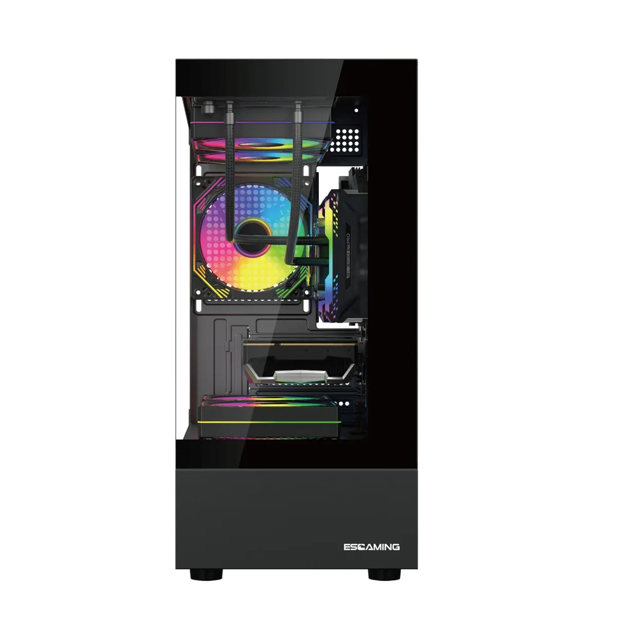 GENERICO - Gabinete Gamer Esgamer H60-BK, 5 Ventiladores ARGB, m-ATX, Negro
