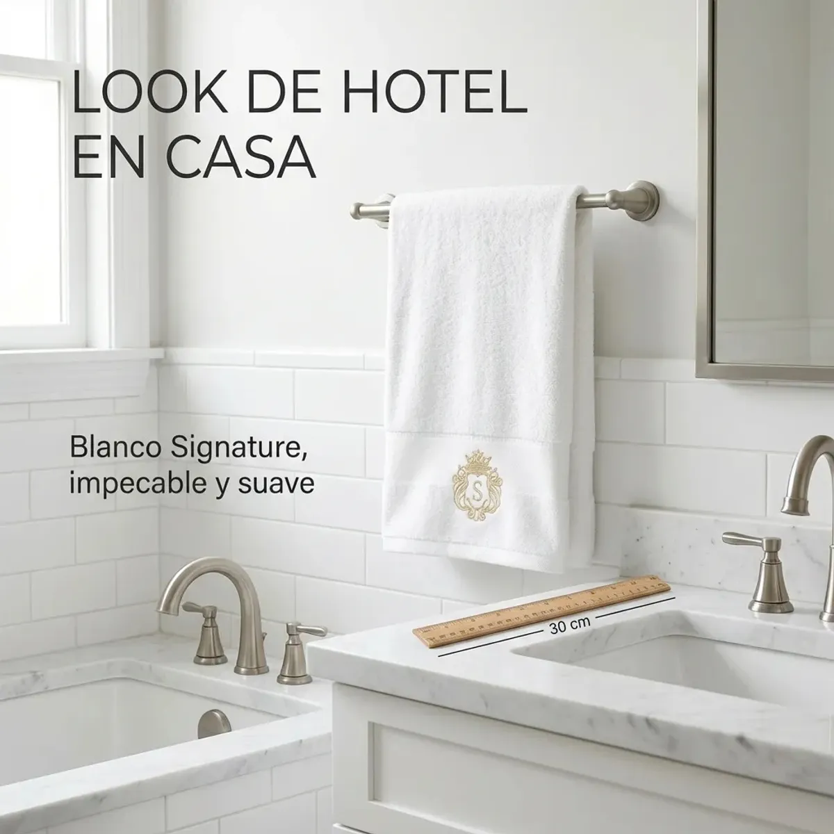 ARMONIA - Toalla Algodón Signature Blanco - Bordada - Estilo Spa