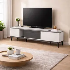 GENERICO - RACK PARA TV MODERNO BLANCO Y GRIS