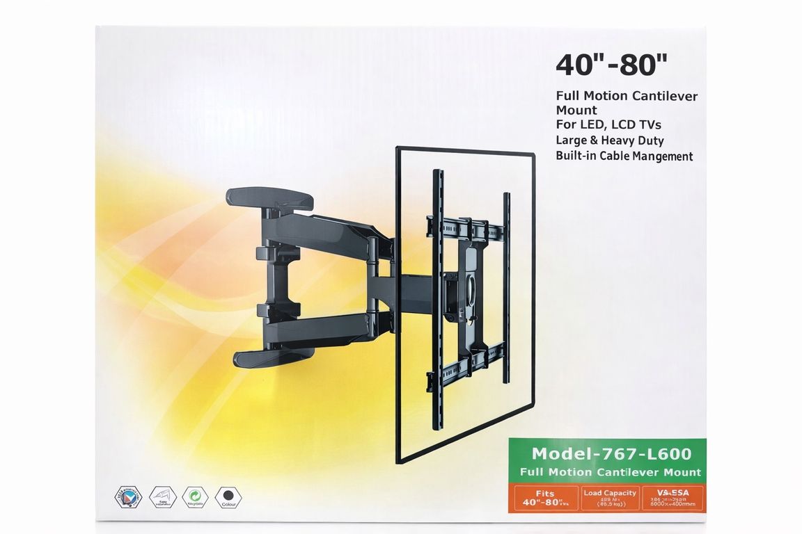 GENERICO Soporte Tv Pared Pantallas 40 A 80 Pulgadas Doble Brazo Negro