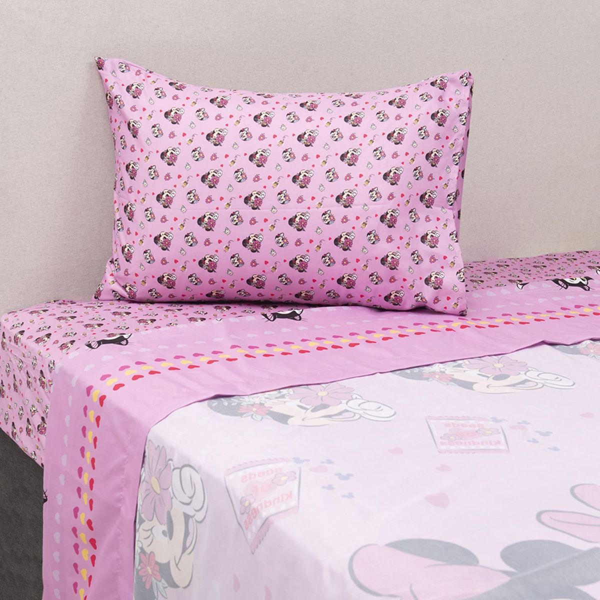 MASHINI - SABANAS MICROFIBRA MINNIE FLORES  1.5 PLAZAS