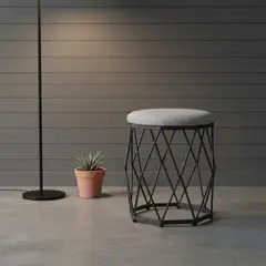 GENERICO - TABURETE GRIS METALICO HEXAGONAL