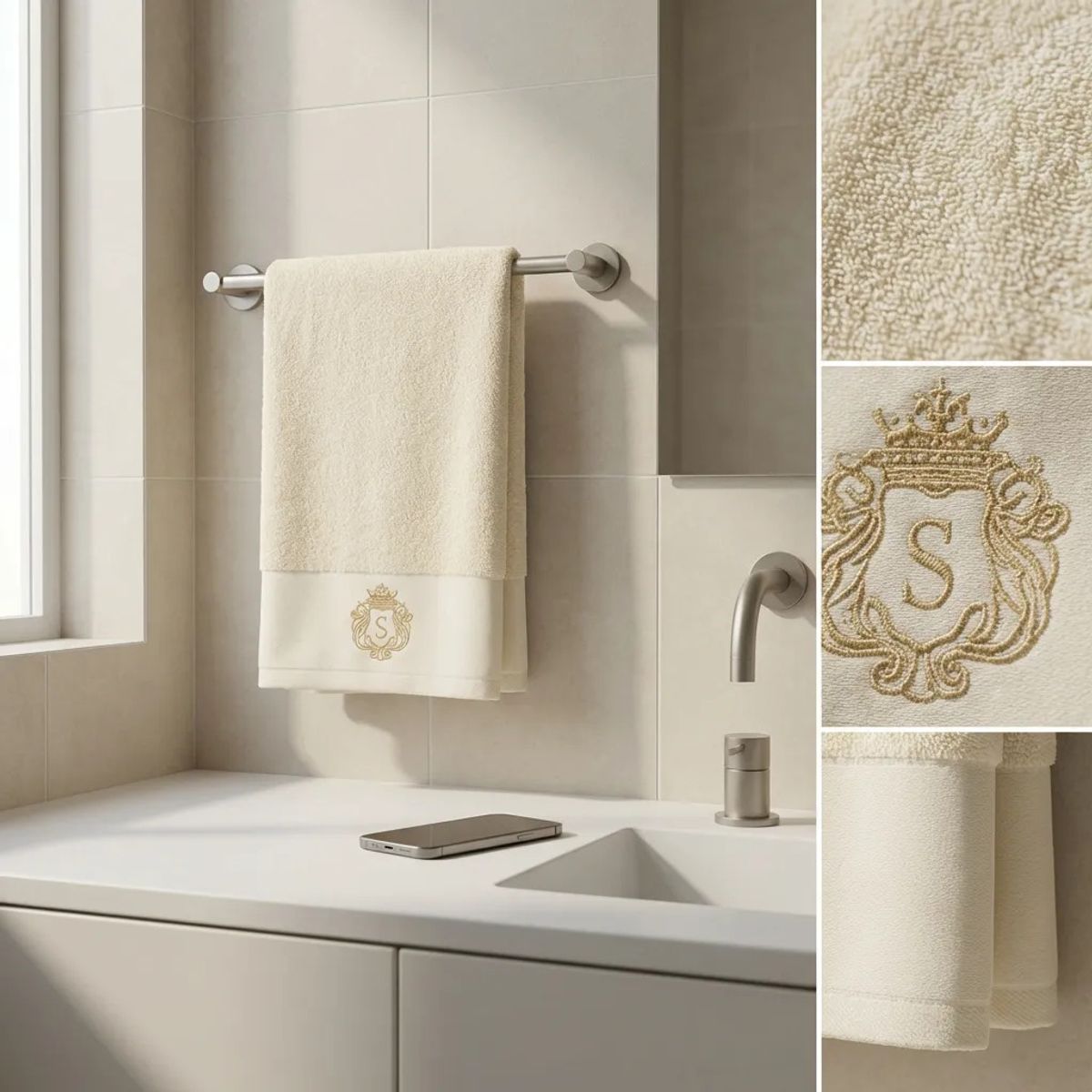 ARMONIA - Toalla Algodón Signature Crema - Bordada - Toque Spa