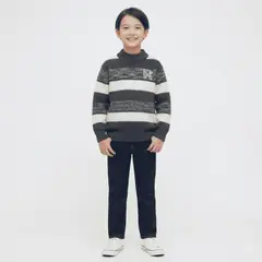 KIBOU - Sueter Niño Invierno Tejido Rayado Cuello Alto Moda Infantil