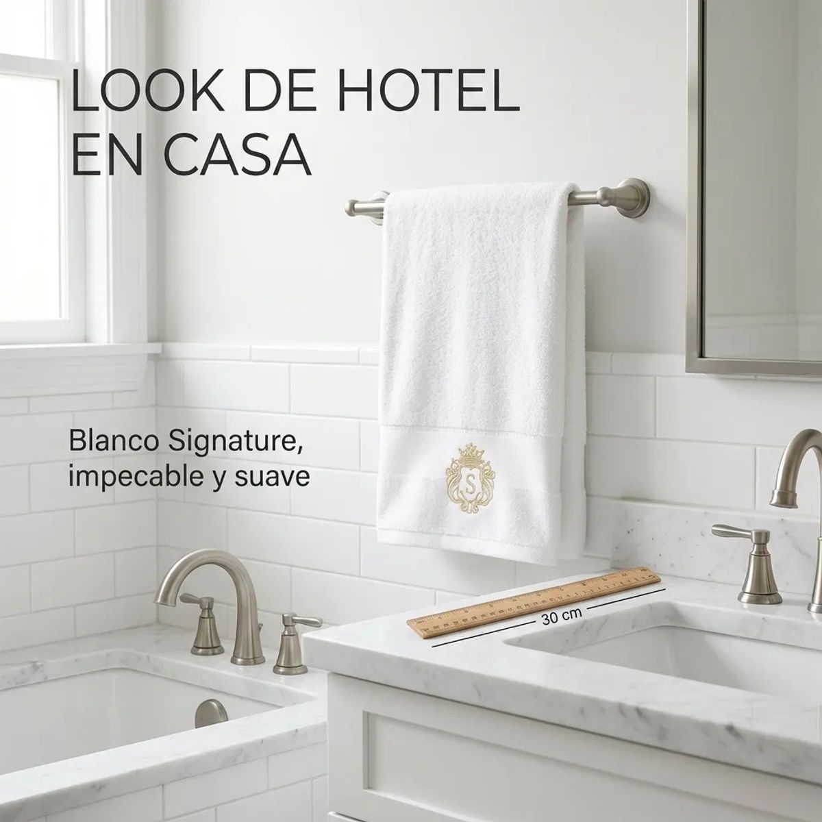 ARMONIA - Toalla Algodón Signature Blanco - Bordada - Estilo Spa