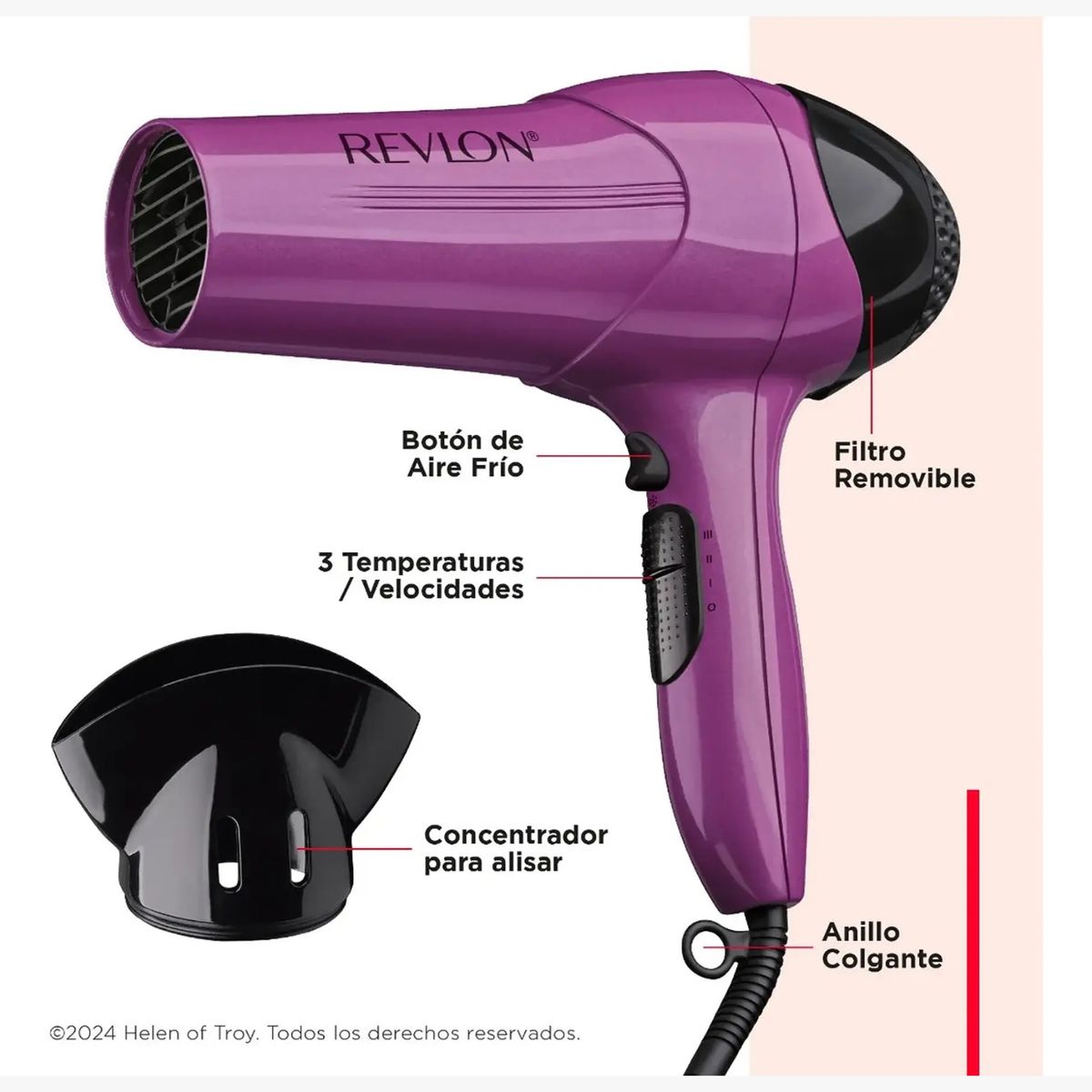 REVLON - Revlon Secador De Pelo Profesional Peluqueria 2000w Violeta