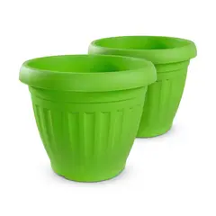 GENERICO - Pack 2 Maceteros Plástico Redondo Verde Lima 19 cm