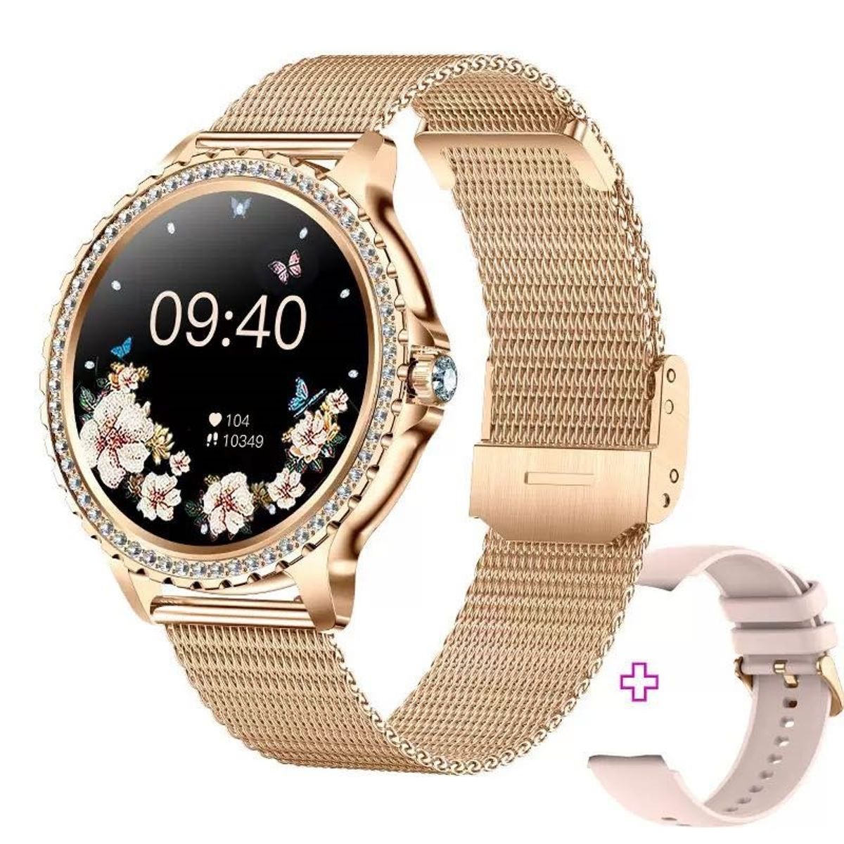 STARTECHOFFICE - Smartwatch Elegante I58 para Mujer Llamadas Bluetooth Monitor de Salud IP67 Correa de Acero Milanesa