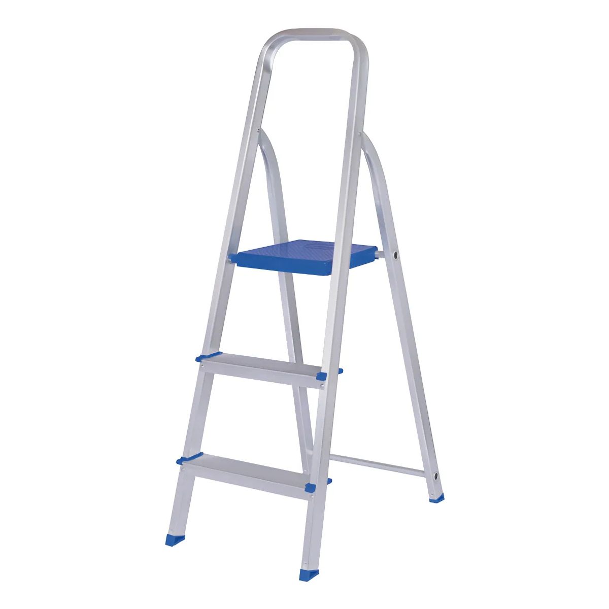 MOR - Escalera 3 Peldaños Aluminio Plegable Mor Tipo Tijera Plateado