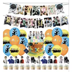 GENERICO - Kit Decoración Cumpleaños Txt Kpop Banner Globos Topper