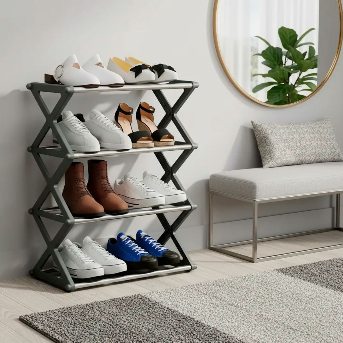 GENERICO - Zapatero Estante Organizador Multifuncional Plegable Rack X