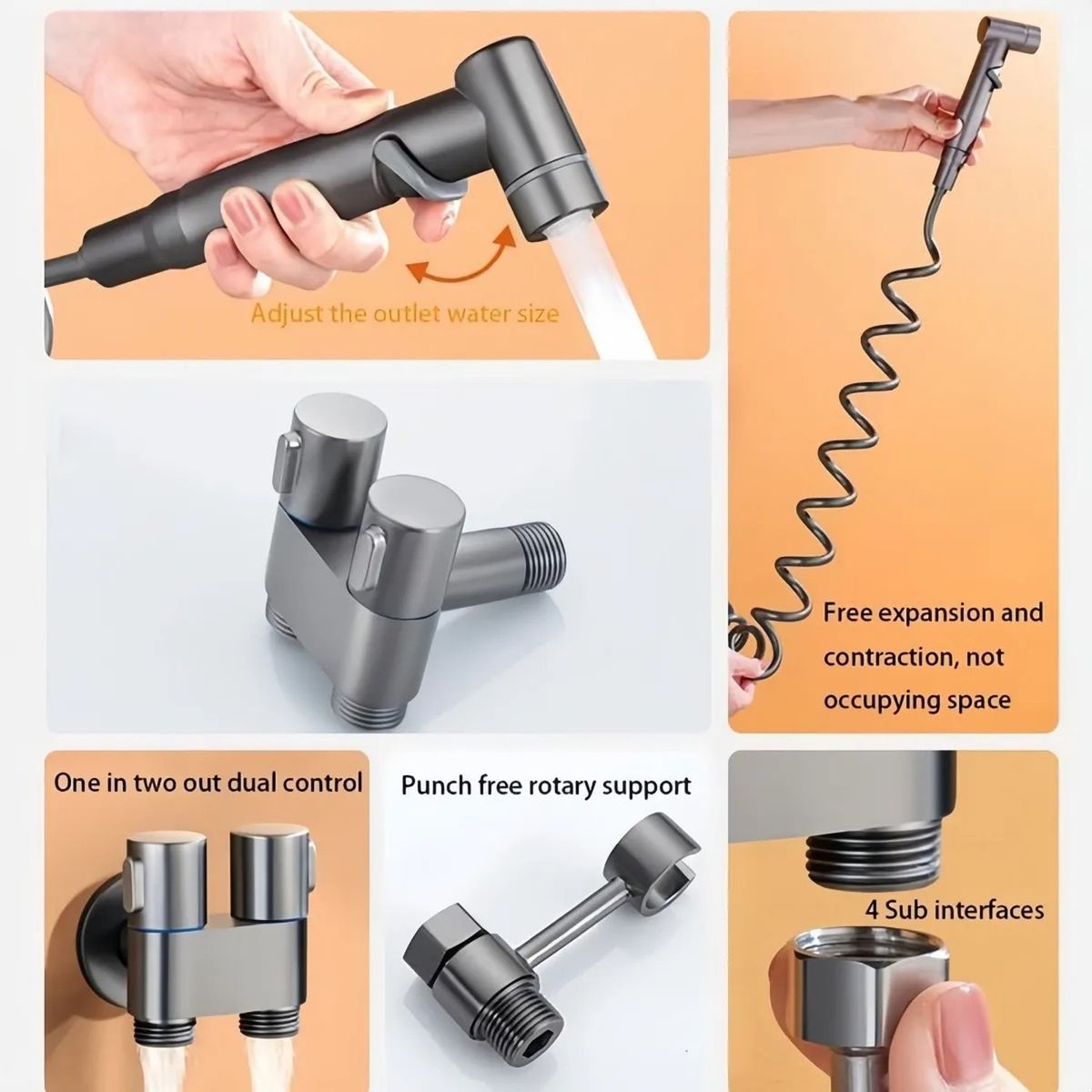GENERICO - Ducha Bidet Presurizada de Mano Acero Inoxidable Control Dual