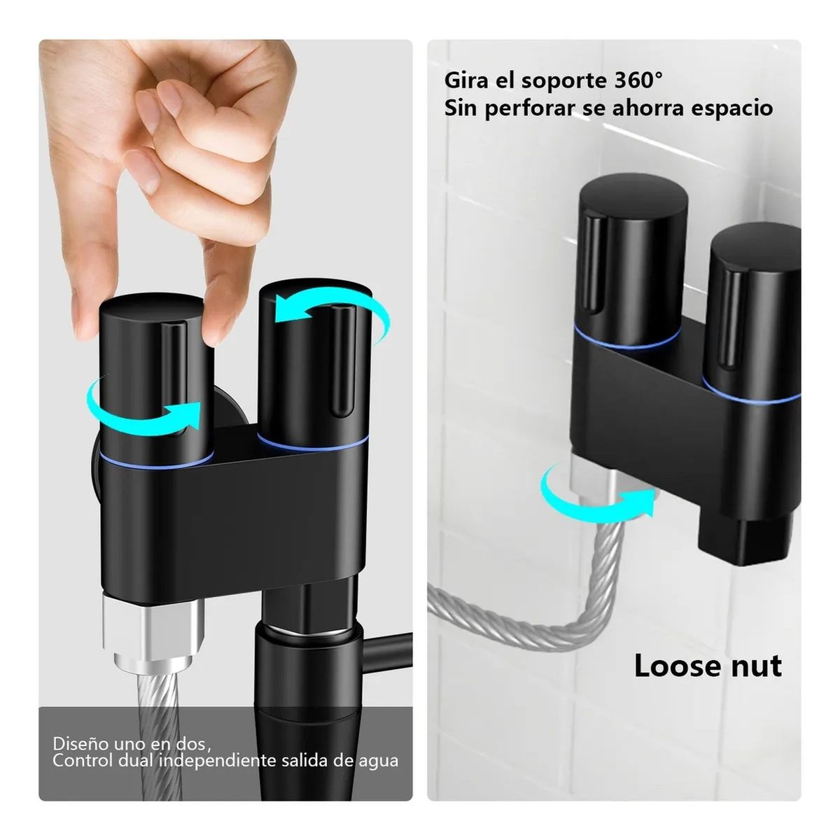 GENERICO - Kit de Ducha Bidet Manual con Manguera Telescópica Acero Inoxidable