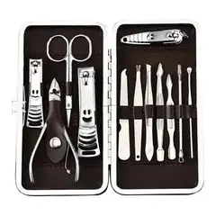 GENERICO - Set de Manicure y Pedicure Acero Inoxidable 12 Piezas Portátil