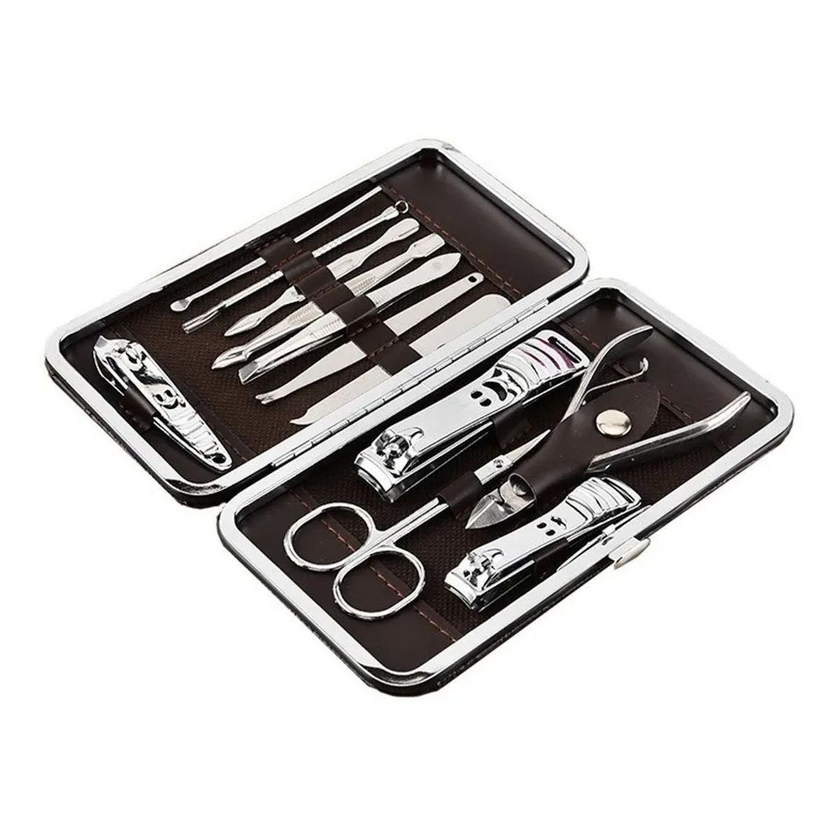 GENERICO - Set de Manicure y Pedicure Acero Inoxidable 12 Piezas Portátil
